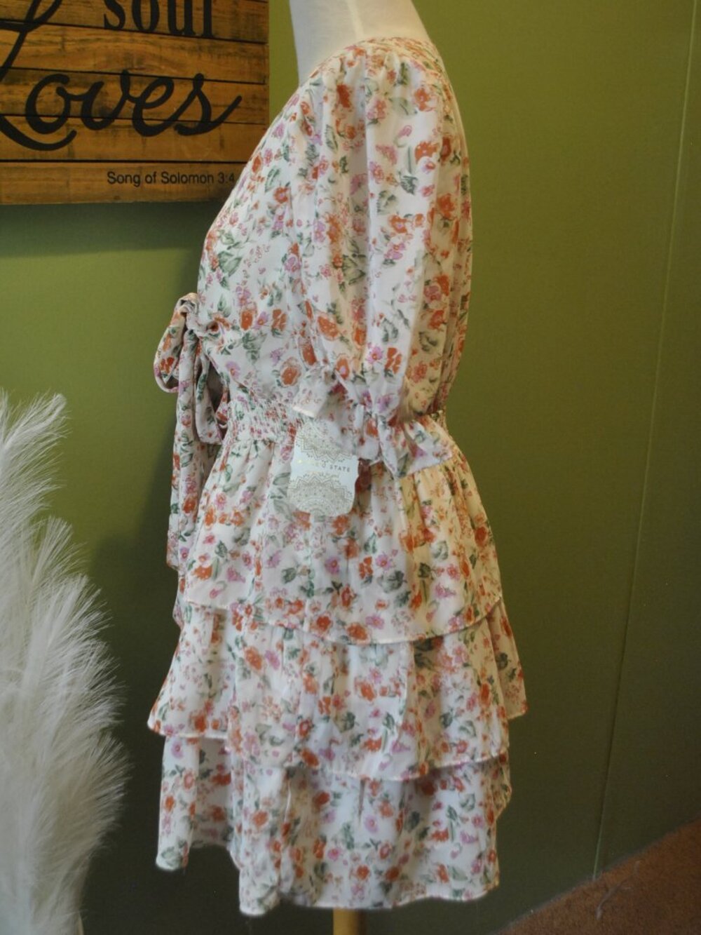 Altar’d State NWT Floral Tie Front Tiered Ruffle Mini Dress Small 0043 - Picture 6 of 9